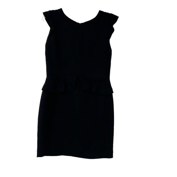 Sandro Paris Dress Black Mini Peplum Flutter Cap Sleeve Fitted Sexy Classic Chic - Picture 1 of 9